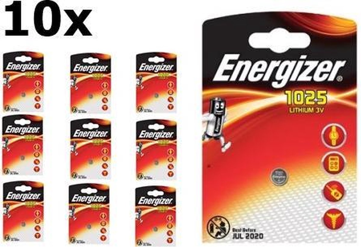 10 Stuks - Energizer CR1025 30mAh 3V batterij