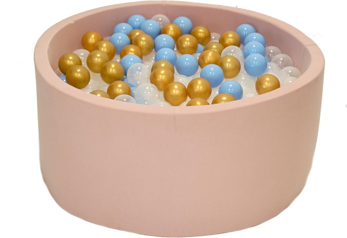 Ballenbak Roze 90x40 met 250 ballen Babyblauw