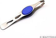 Beautytools Professional Epileer Pincet/ Tweezer Voor Wenkbrauwen: Blue Rubber - Stevige Rechte bek - (BT-1840)
