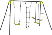 Nancy's Burien Tuinschommel - Kinderschommel - Klimtouwladder - Wip - Vanaf 3 Jaar - Zwart - Groen -  215/295 x 138 x 175 cm