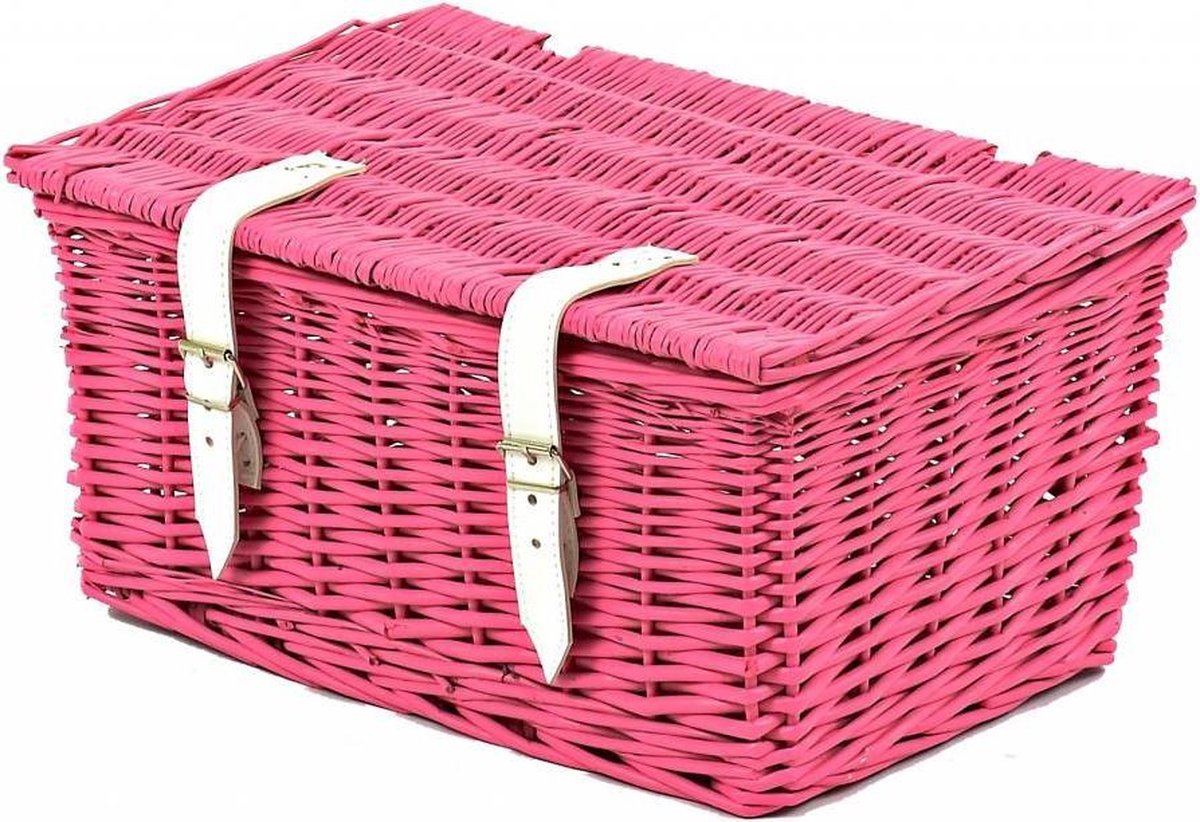 Fietsmand roze met deksel klein (1084)