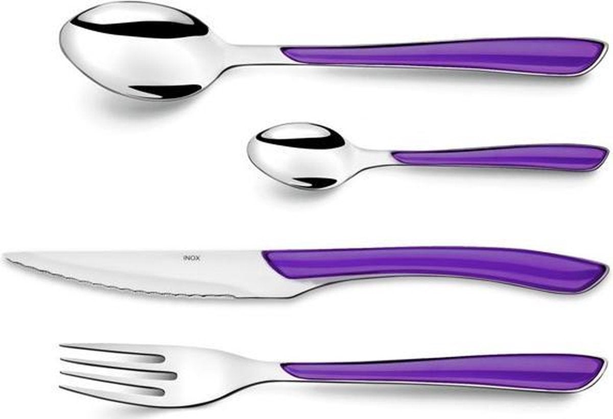 Amefa Eclat - Paars - Bestekset - RVS - (Set van 24) en Yourkitchen E-kookboek