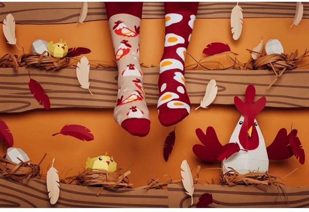 Toffe Sokken - Gekke Sokken - Leuke Sokken - Eggs & Chicken - Maat: 39 t/m 42