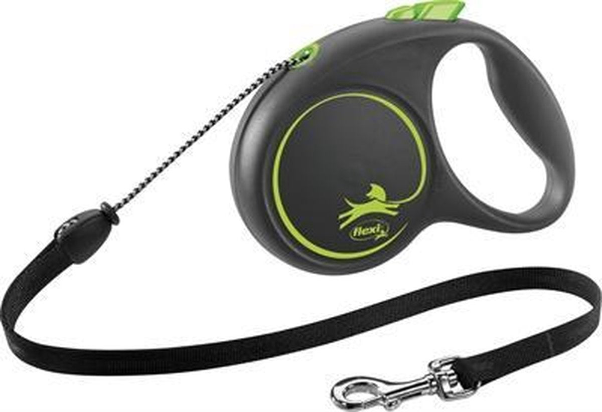 Flexi rollijn black design cord groen - m 5 mtr tot 20 kg - 1 stuks