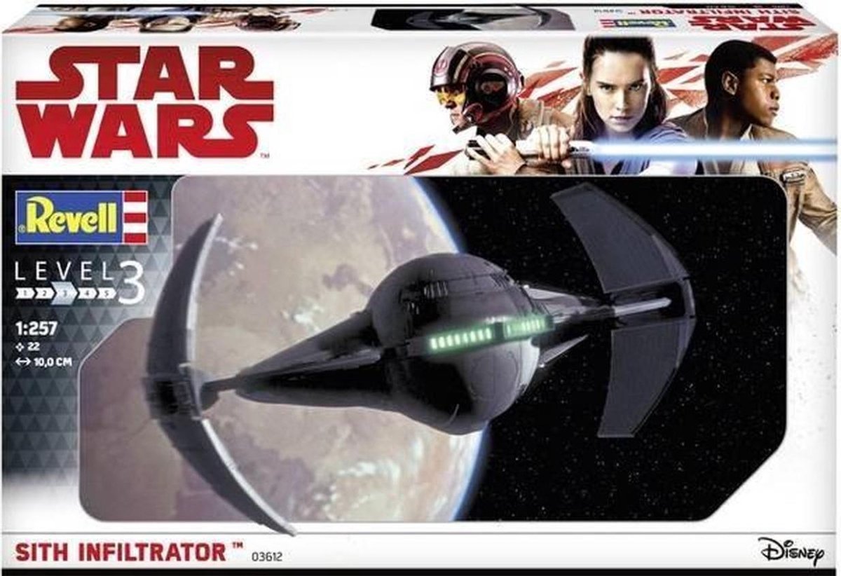 Star Wars model bouw - bouwpakket Revell Sith Infiltrator - modelbouwpakket - squadrons - the rise of skywalker - lightsaber - the black series - speelgoed - Viros