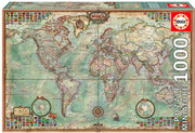 Educa Miniatuur puzzel - Wereldkaart - 1000 stukjes