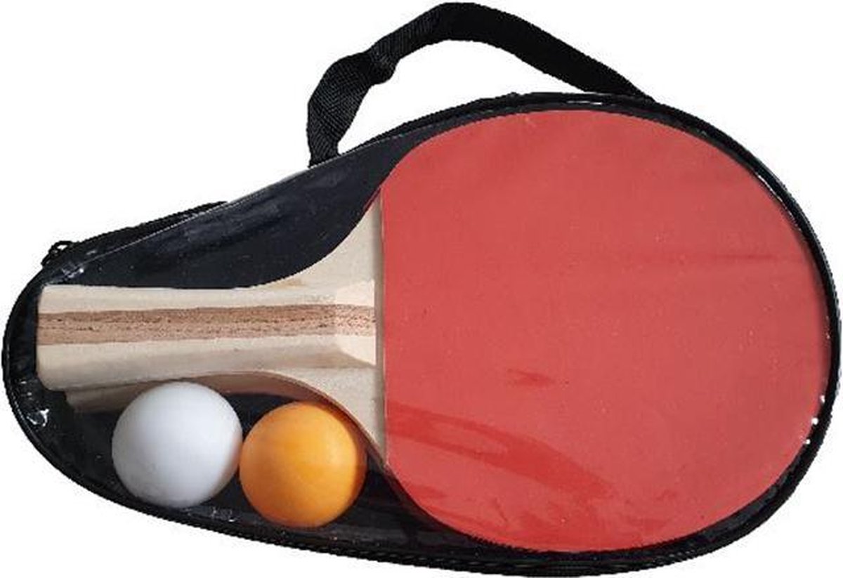 Tafeltennisset van 2 batjes en 2 ballen - Rood / Zwart - Kunststof / Hout