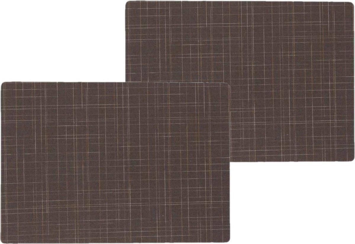 12x stuks stevige luxe Tafel placemats Liso bruin 30 x 43 cm - Met anti slip laag en Teflon coating toplaag