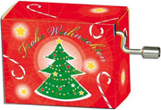 Speeldoosje kerst decoratief rood met kerstboom