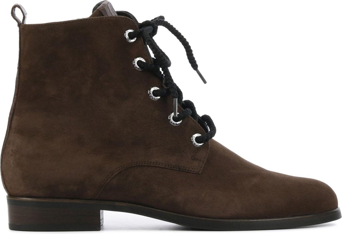 Hassia Vrouwen Suède Crocoprint Veterboots / Laarzen / Damesschoenen 306242 - Bruin - maat 39