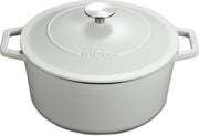 MOA Gietijzeren Pan - Braadpan - 30 cm - Rond - met Deksel - ook voor Inductie - Wit - C30W