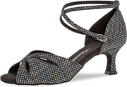 Dans schoenen Dames Salsa Latin Diamant 141-077-183 – Zwart/Zilver Holografisch – 5 cm Hak – Maat 40