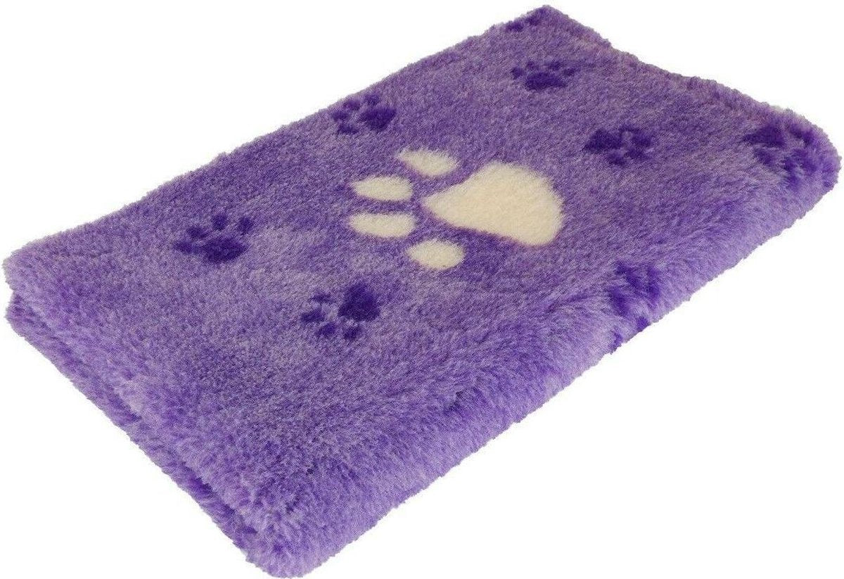 2 Stuks - Vetbed - Dierenmat - Dierenkleed - Benchkleed - Paars met 3 kleuren. Grote Voetprint Wit - Latex Anti Slip 75 x 50 cm - machine wasbaar