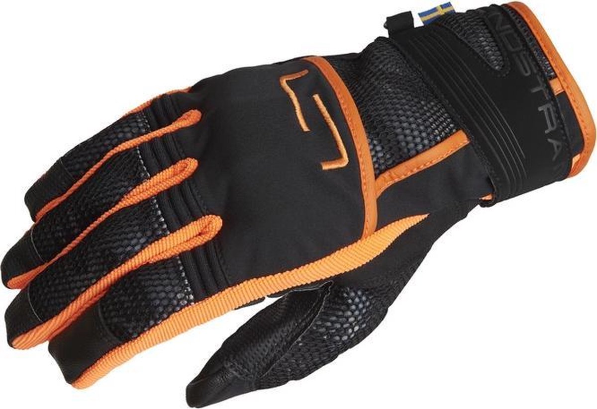 Lindstrands motorhandschoenen Nyhusen zwart/oranje 09