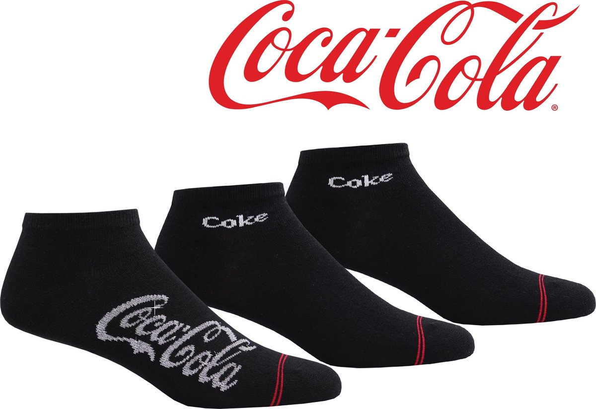 COCA COLA SOKKEN - Coke sneakers - 39/42 - zwart - 6 paar