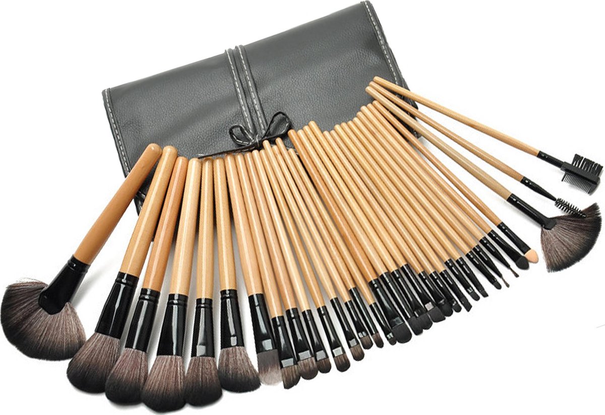 Evvie Professionele Make-up Kwasten in Luxe Etui - Kwastenset - 32 stuks