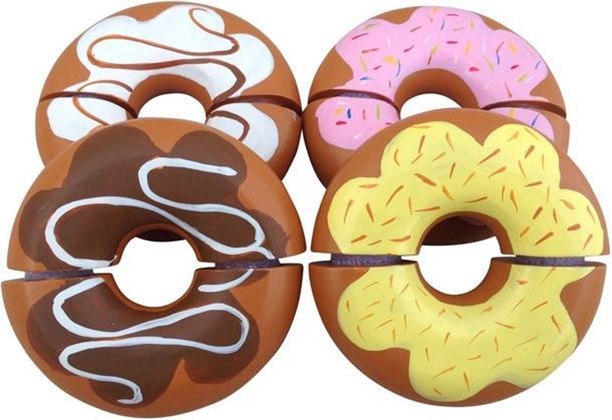 Mama Memo Donuts Hout 6 Cm Bruin 4 Stuks