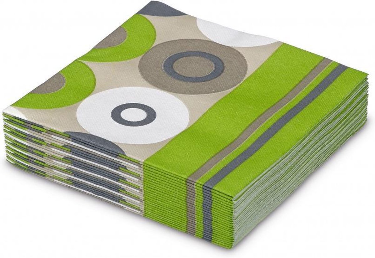 GALA Servetten - Crazy Dots Green Tea - 40x40cm - 25 Stuks - Dessin