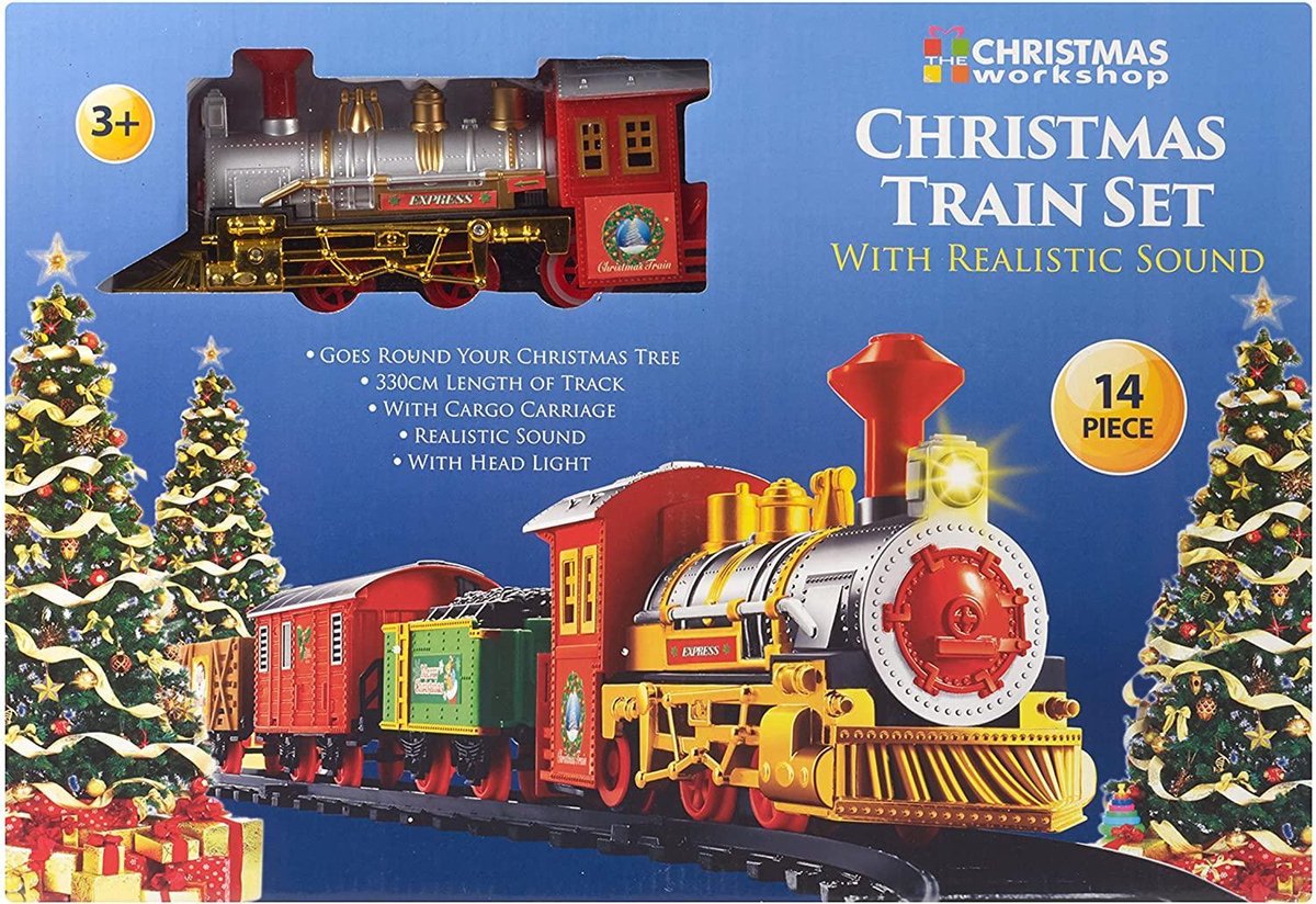 Bobby's Kersttrein - Kerst - Treinset - Kerstboom - Kinderen - Speelgoed - Met Geluid - 14 Delig - Rondom de Kerstboom - Decoratie - Met Verlichting