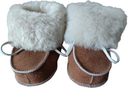 Babyslofjes Bruin - Maat 20 - winter - Antislip - Schapenwol gevoerd - Suede