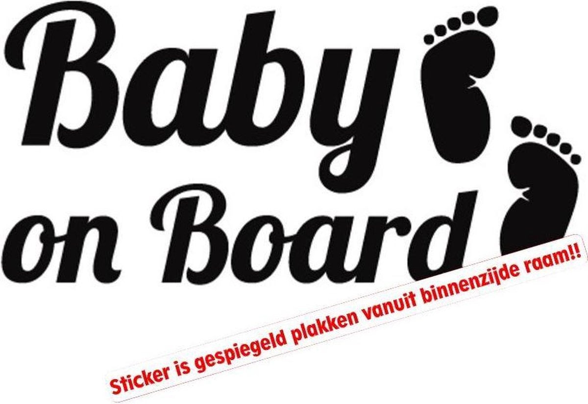 Stickerloods Baby on Board -autoraamsticker- baby in car sticker- 15x7
