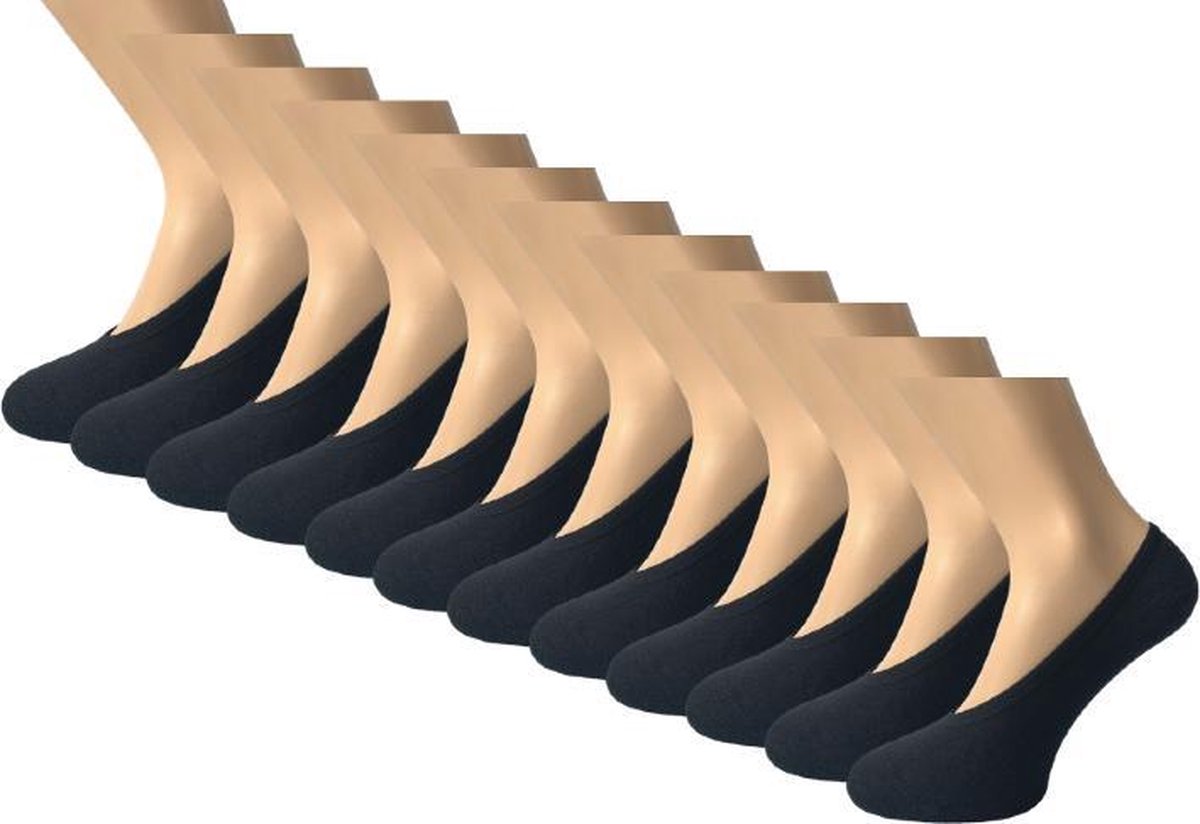 12 paar Footies - SQOTTON - Platte naad - Zwart - Maat 35-38