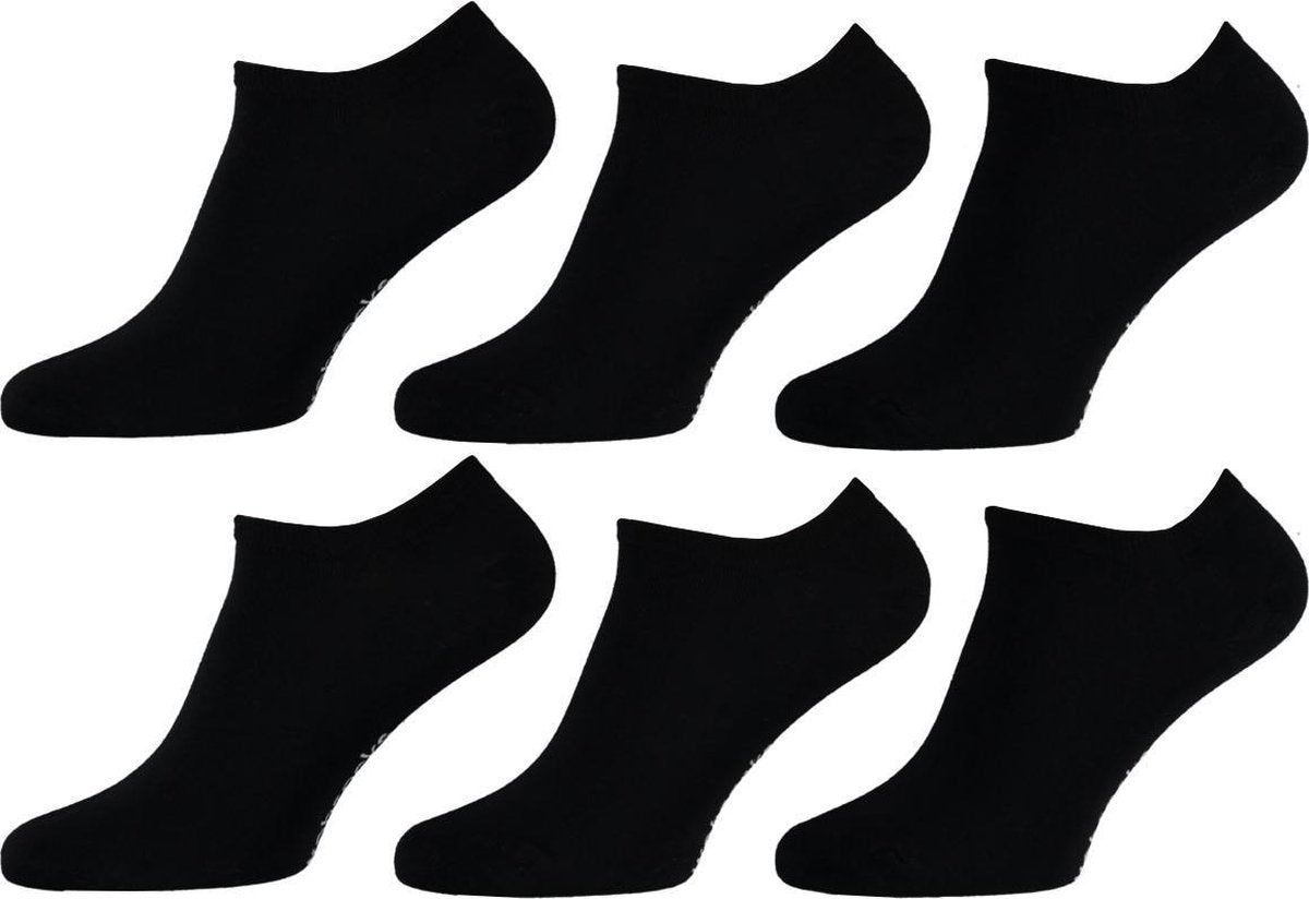 Premium Sneaker Sokken Dames 6 paar - Zwart - Sneaker Sokken Dames - Maat 35/38