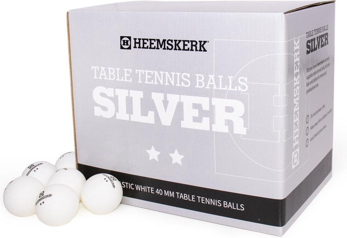 Heemskerk Silver Tafeltennisballen per 100 stuks - Wit - 2 ster