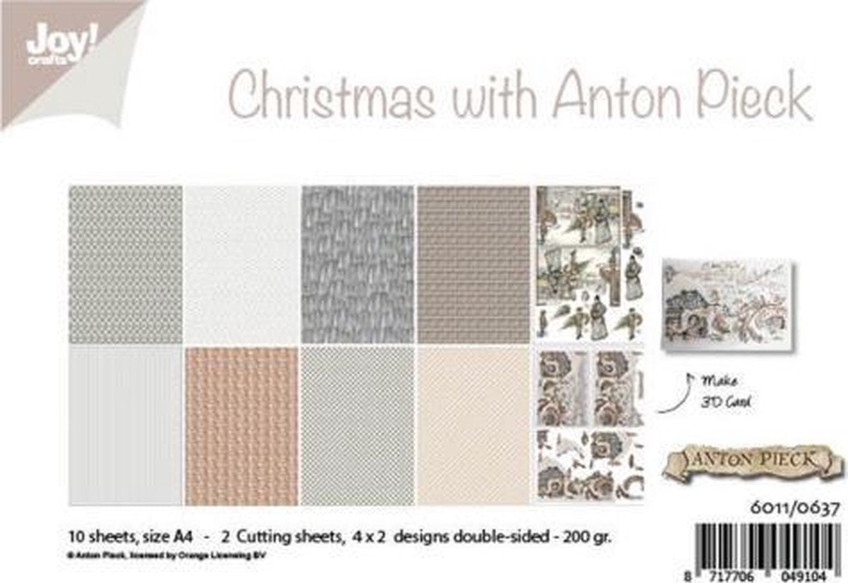 Joy!Crafts • Papierset  Anton Pieck design kerst  A4-10 vellen - 2 knip/4x2 designs dubbelzijdig - 200 g/m2 om kaarten mee te maken