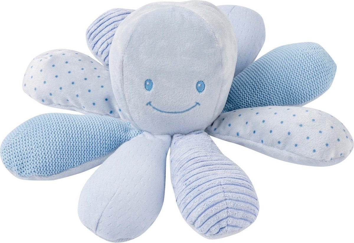 Nattou Octopus Lapidou - Activiteiten Knuffel - 25 cm - Blauw