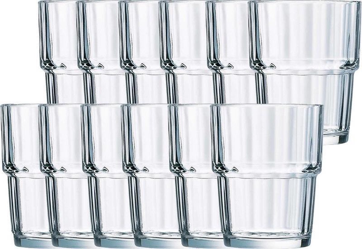 12x Drinkglazen/waterglazen Norvege transparant 200 ml - Koffie/thee/Whiskey glazen Norvege 200 ml