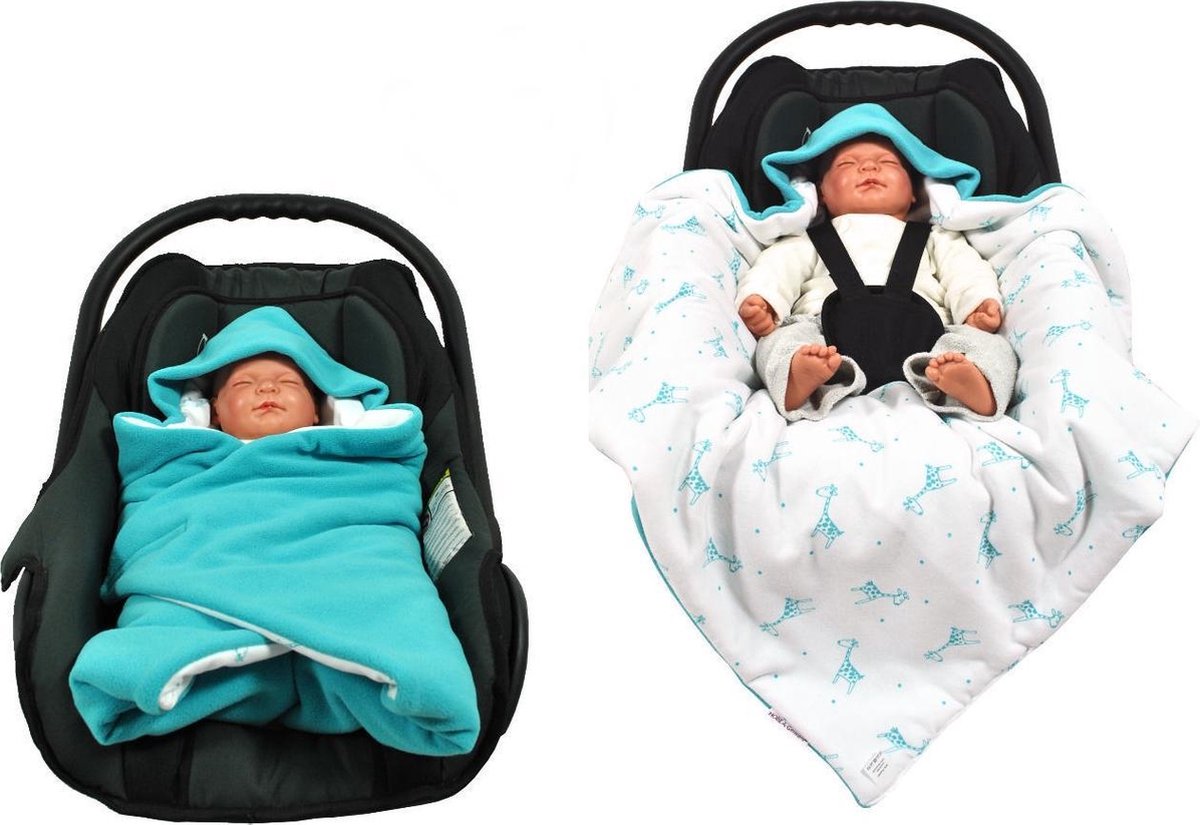 Hobea Wikkeldeken turquoise met giraf