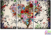 Diamond Painting "JobaStores®" Bloemen Hart - 3 luiks - volledig - 60x35cm