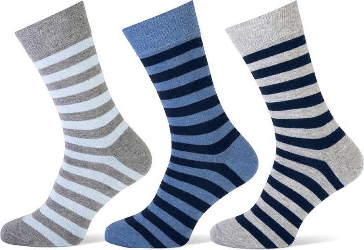 Teckel - 6 Paar Herensokken - 2 Dessins Stripes C - Maat 40/46