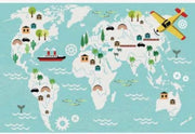 Wereldkaart Prent Vervoersmiddelen - Poster 80x60
