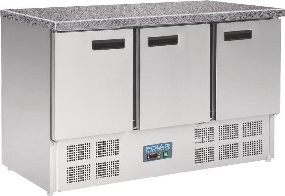 Polar gekoelde werkbank met marmeren werkblad 368ltr