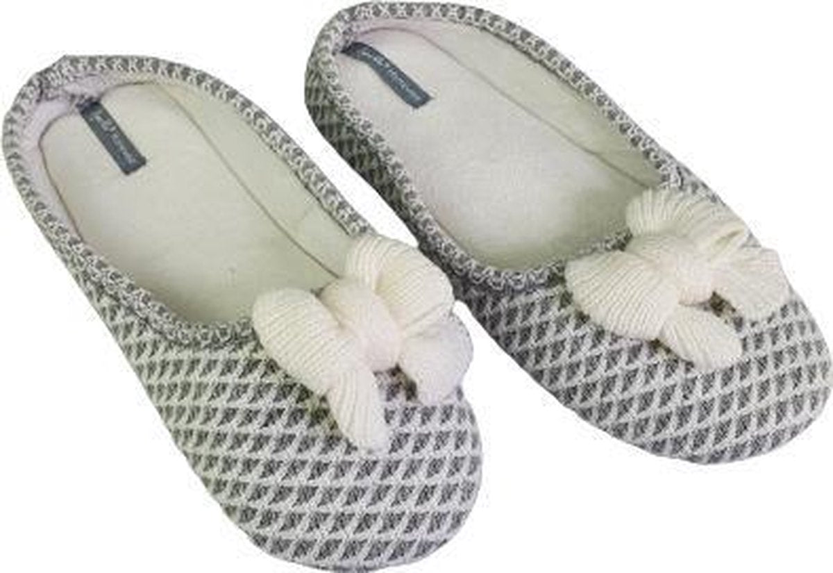 Laag Model Pantoffel Strik - Grijs / Wit - Maat 39 / 40