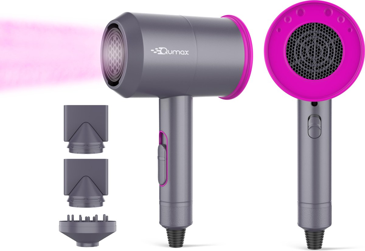 Qumax Föhn met Diffuser - Ionische Haardroger - Haarföhn - 3 Standen - Warm en Koud - 2000W - Zwart