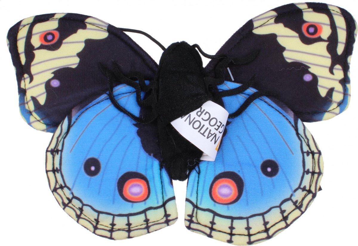 National Geographic Vingerpop Vlinder 22 Cm Pluche Blauw/zwart