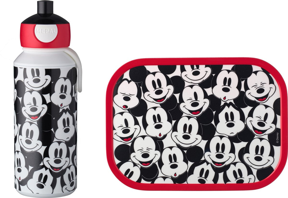 Mepal – Lunchset campus (pu + lb) – pop-up drinkfles en broodtrommel voor kinderen – Mickey Mouse – bento box – lekvrij