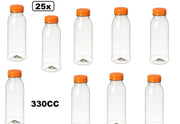 25x Flesje PET helder 330cc met oranje dop - drinken jus sinas cola sappen dranken