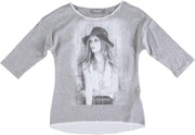 Geisha zacht grijs shirt 3/4 mouw materiaalmix meisje - maat 164
