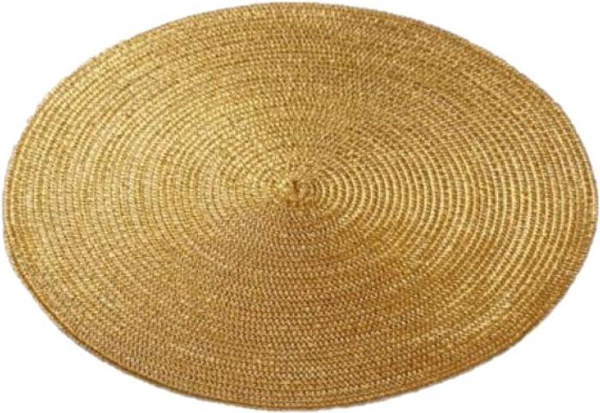 Ronde placemat goud polypropeen 38 cm - Placemats/onderleggers - Tafeldecoratie