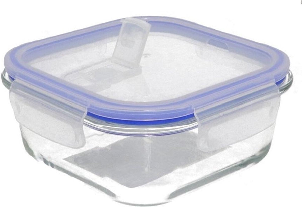 1x Glazen voorraad/vershoud diepvriesbakjes vierkant Oslo 530 ml - Ovenbestendige voedsel bewaar bakjes