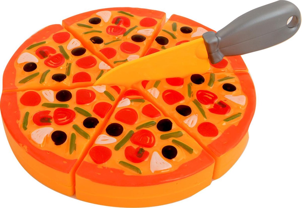 Jonotoys Speelset Pizza 16 Cm Rood/oranje 7-delig