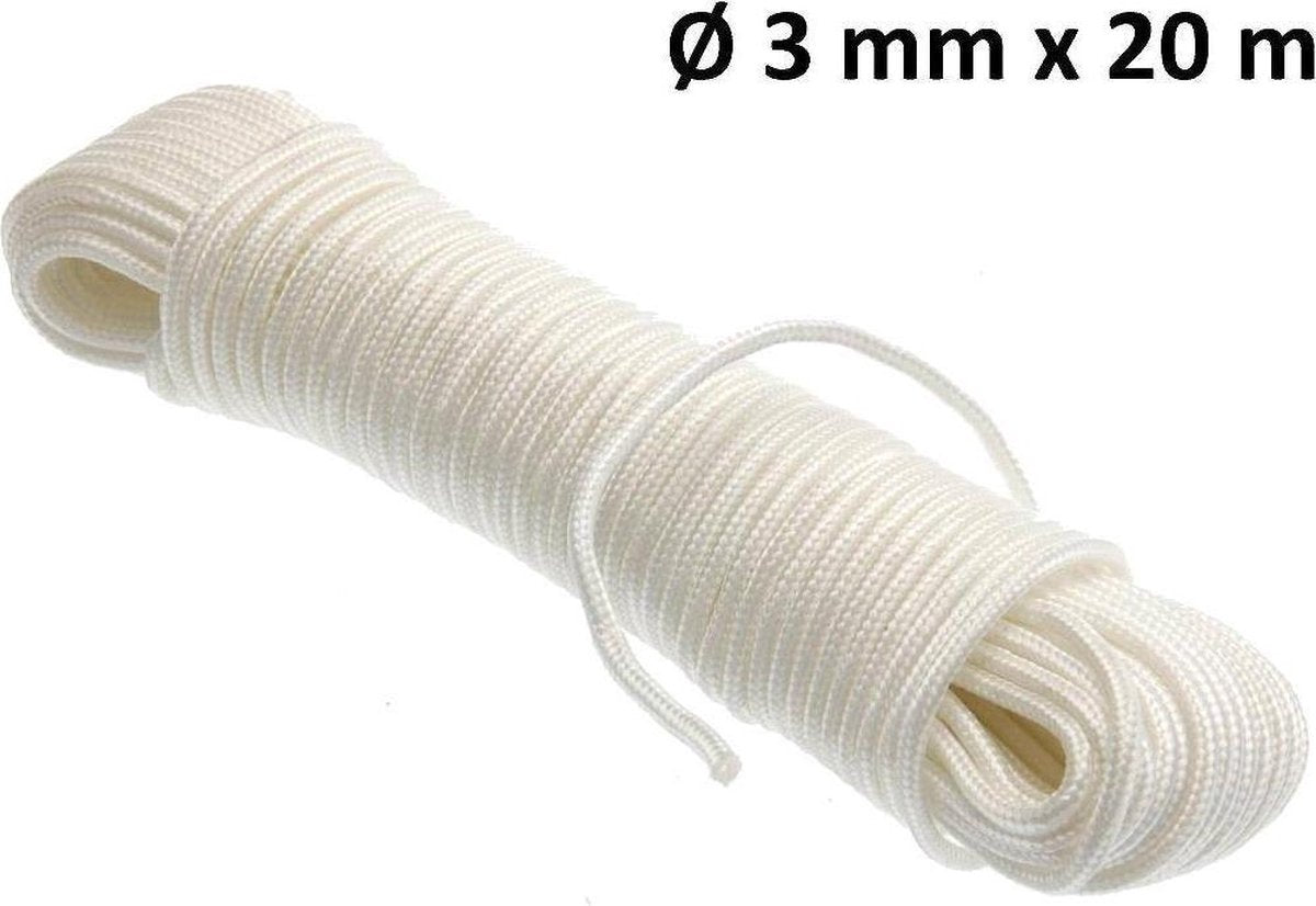 Scheerlijn touw 3 mm x 20 m wit (PP)