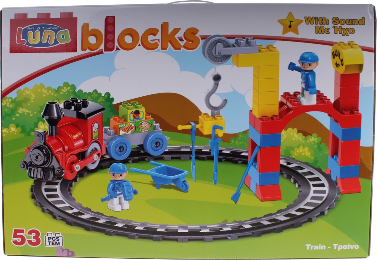 Luna Blocks Bouwset Trein Met Geluid 53-delig