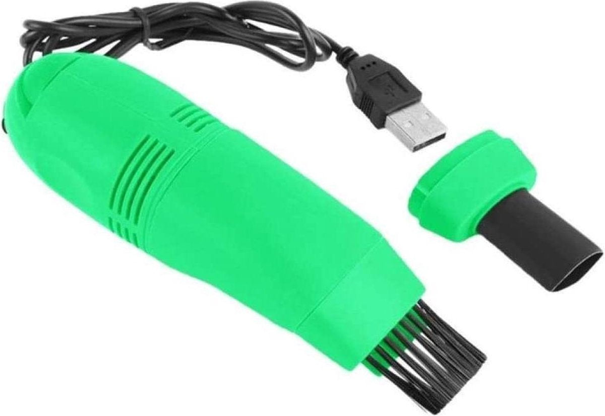 Auto-interieurreiniger mini usb auto stofzuiger laptop borstel auto-interieur ventilatie stofverwijderingsset plug-in stofzuiger - groen