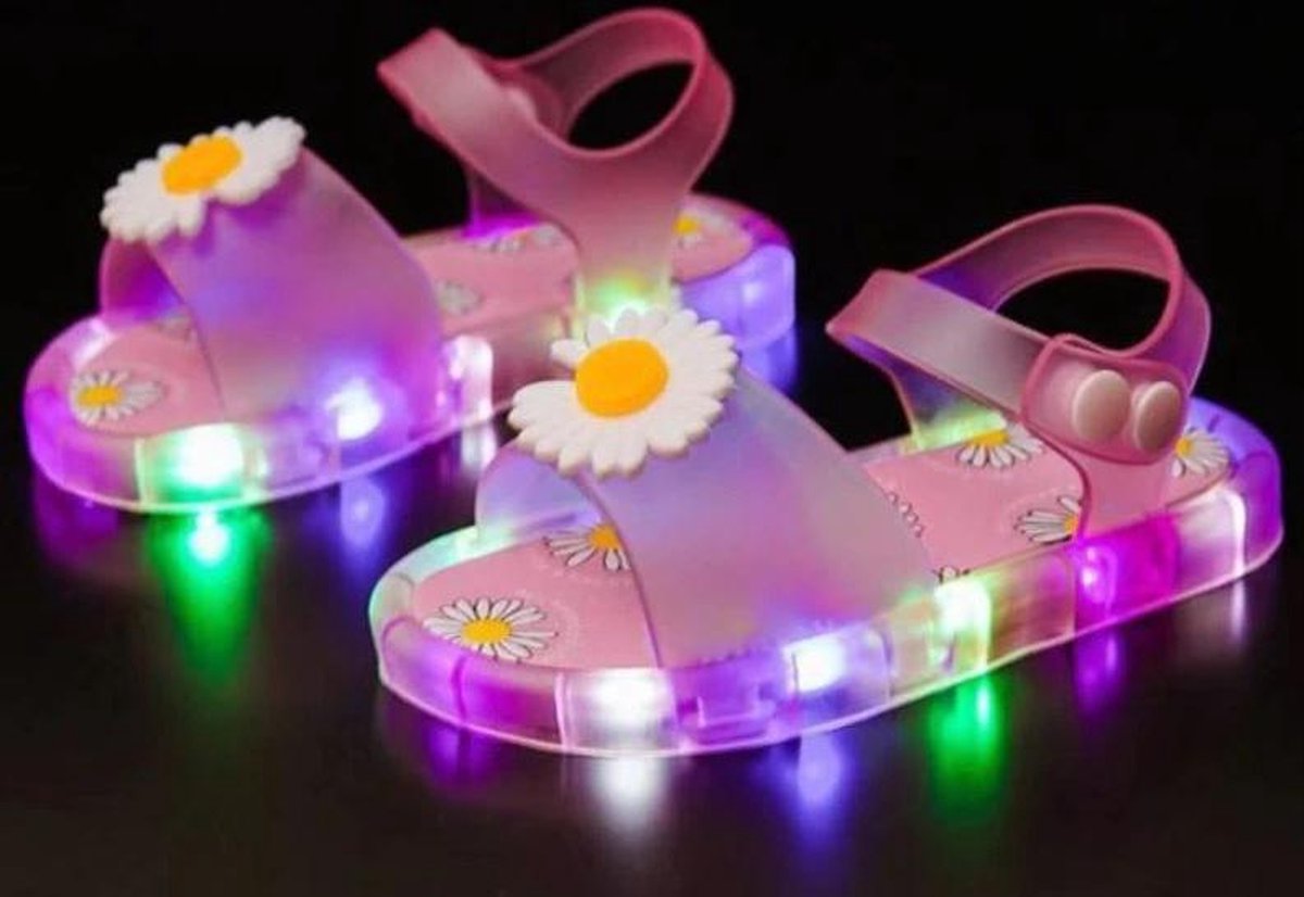 Lichtgevende LED Sandalen Bloem - Roze - Maat 28/29