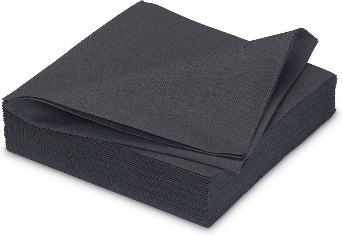 GALA Servetten - Black - 40x40cm - 25 Stuks - Zwart/Grijs
